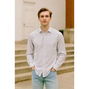 Men's J. CREW Ludlow Buttondown Dress Shirt Blue Pink White Striped Office Large